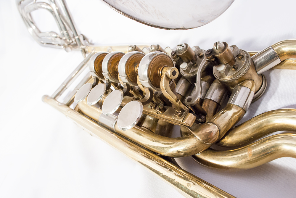 Rare vintage valve trombone by V.F. Cerveny with F trigger (nickel