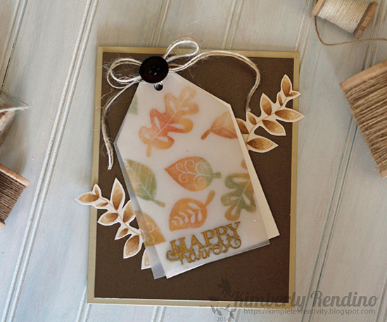 Happy Harvest Vellum Leaf card by Kimberly Rendino for Newton's Nook Designs | Falling into Autumn Stamp Set