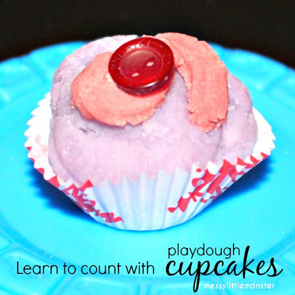 Playdough cupcakes counting activity for toddlers and preschoolers
