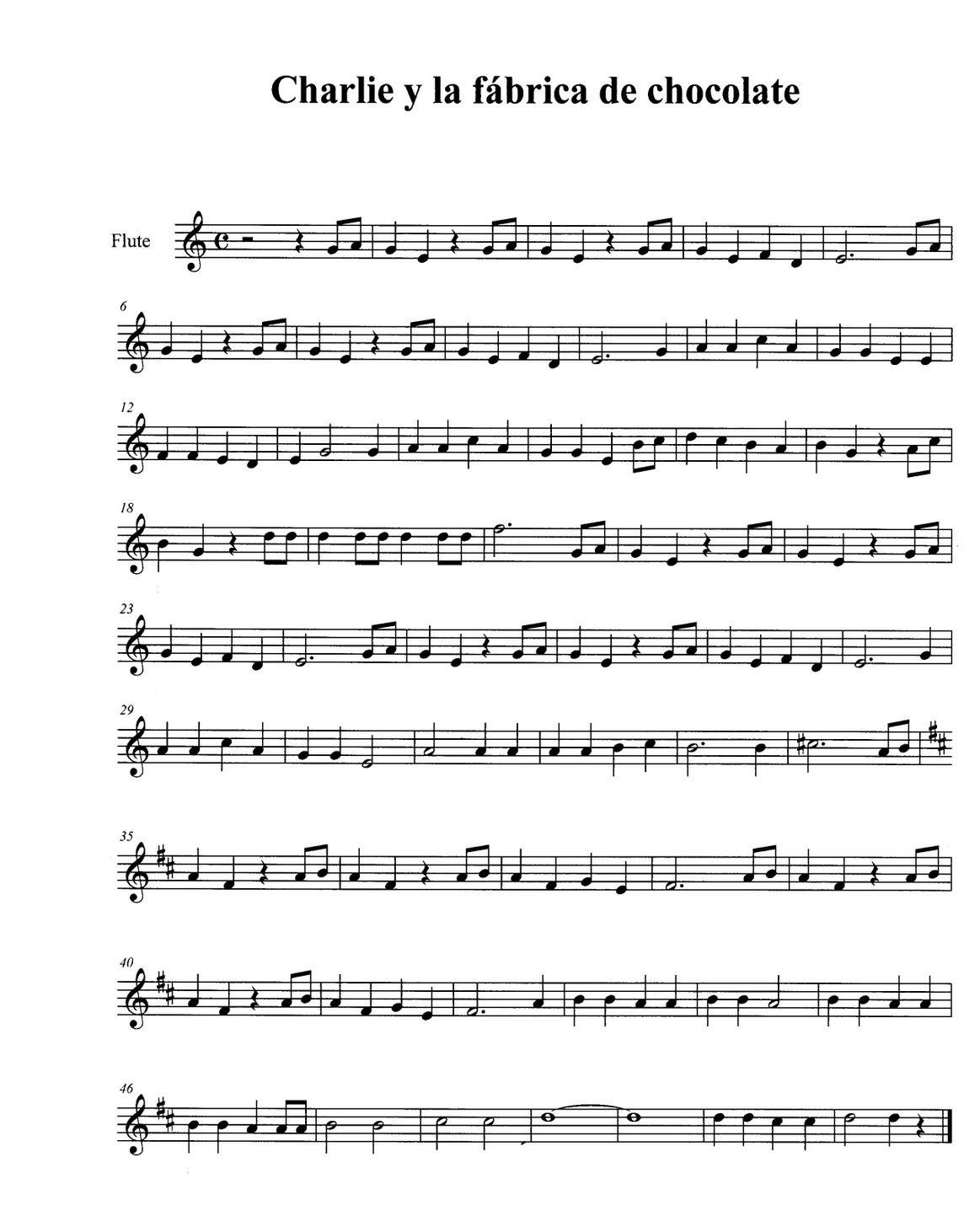 PARTITURAS PARA FLAUTA CHARLIE Y LA FÁBRICA DE CHOCOLATE