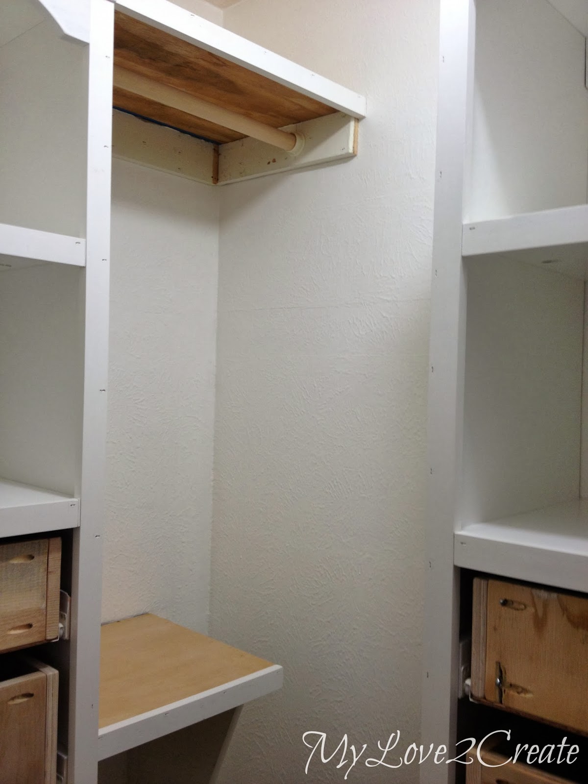 Master Closet Makeover, trim, shelves and rods My Love 2 Create