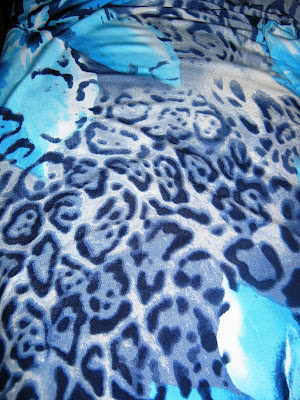 blue tropical cheetah ity knit fabric www.sewplus.blogspot.com