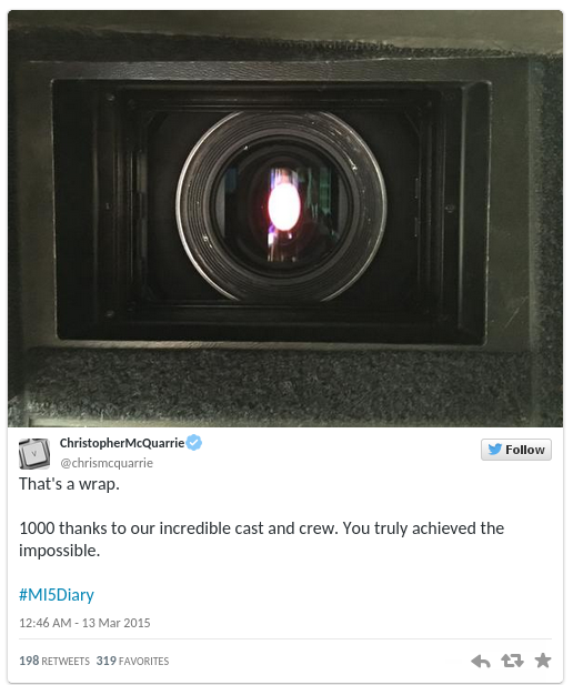 Миссия невыполнима 5 снята