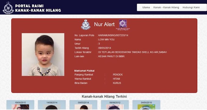 PDRM Lancar laman web portal mencari Low Min You Kes Budak Hilang Di KK Sabah