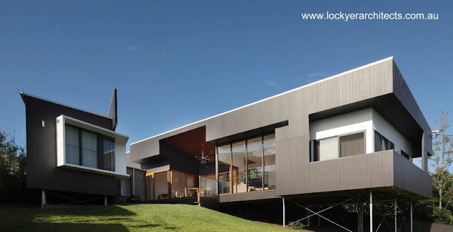 La casa tiene forma de V - Arquitectura Lockyer Architectes Residencia contemporánea en Brisbane, Australia