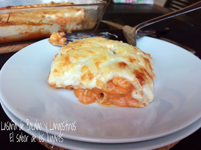 Lasaña De Bacalao Y Langostinos.
