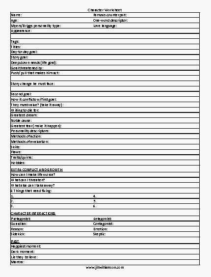 writing character creation sheet character sheet for writing