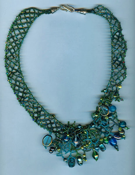 Necklace woven beads offset garden