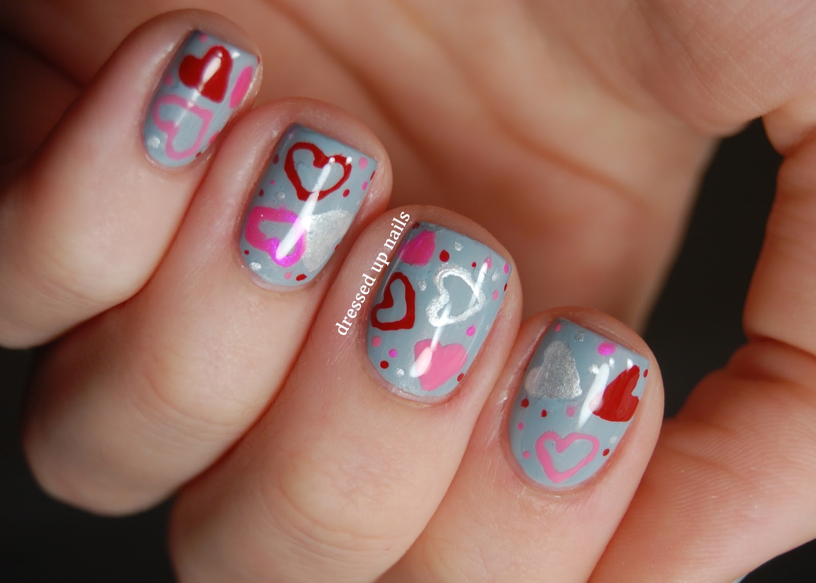Dressed Up Nails Early Valentine's Day heart nail art with Nail Candy pens