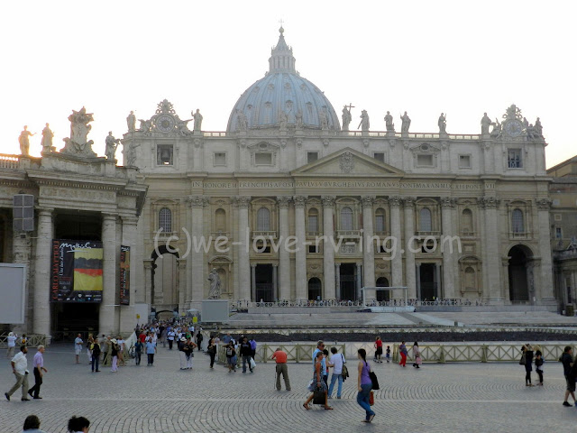 We are looking across St. Peter's Plaza to the St. Peter's Basilica
