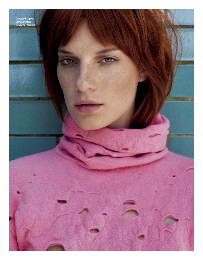 Grazia France 29th August 2014, Querelle Jansen Chanel 2014 AW Pink Cropped Top and Matching Leggings with Cutouts