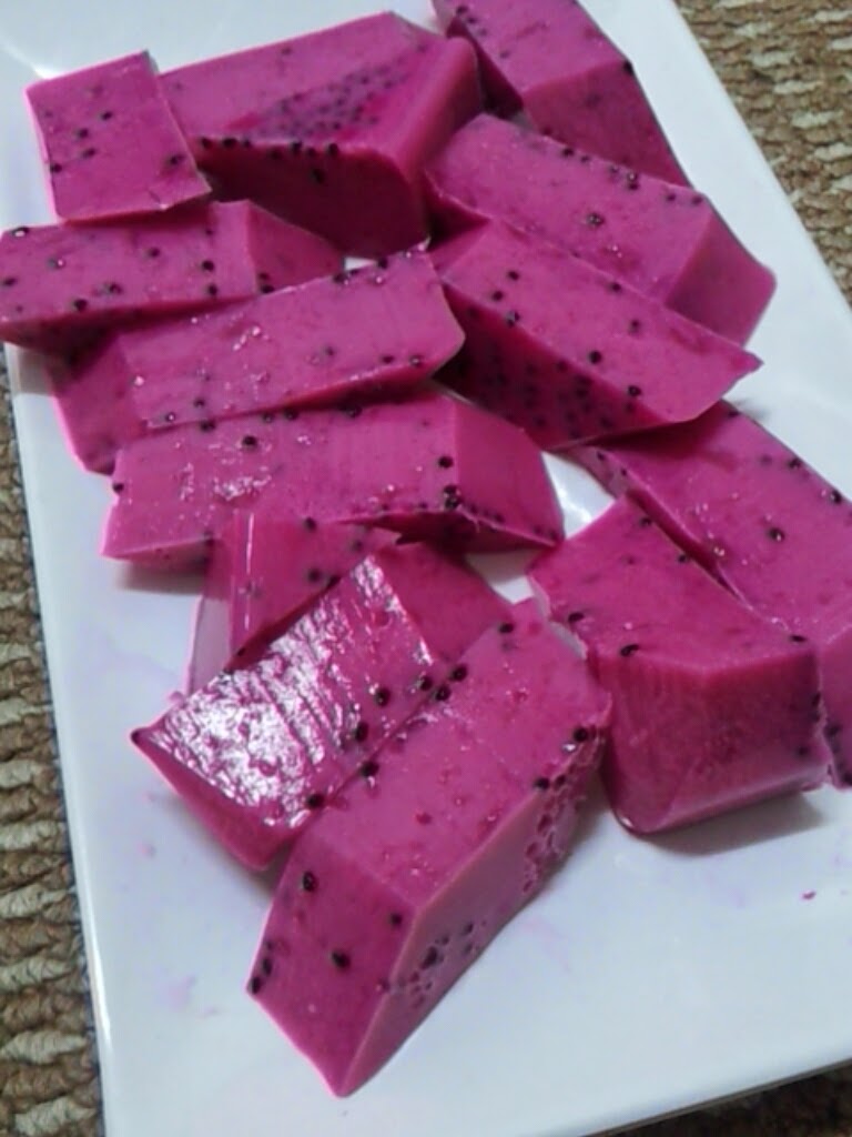 Kasih Sayangku Puding Buah Naga Aka Dragon Fruit Pudding