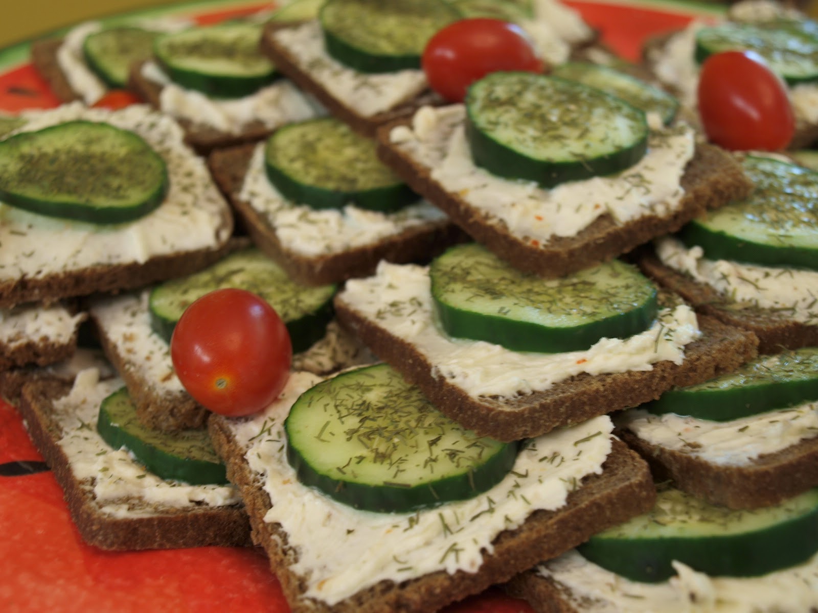 cucumber sandwiches with cream cheese and italian dressing