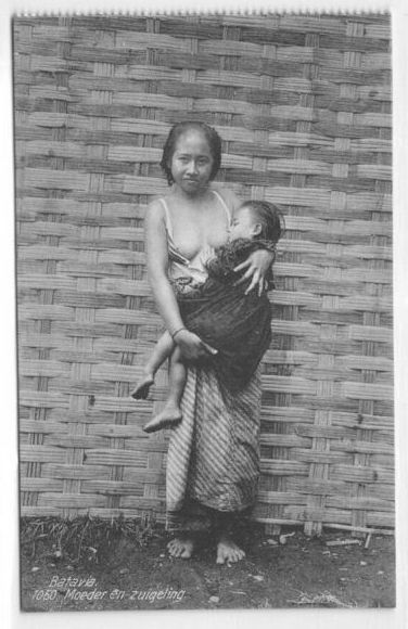 Javanese Woman Breast Feeding - Batavia - Jakarta - Ca.1910