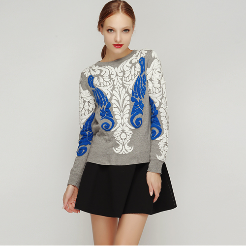 Korean Women's Fashion: Storets Baroque Embossed Sweater