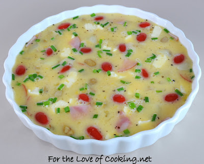 Brie, Ham, Potato, Chive, and Tomato Frittata