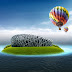 Sea islands digital art hot air balloons wallpapers