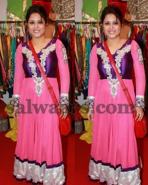 Celebrity Long Pink Salwar Kameez
