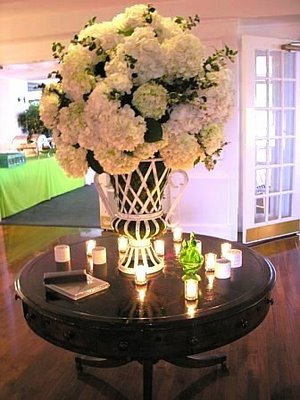 hydrangeas and roses centerpieces. hydrangeas and roses