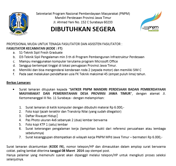 Perpanjangan iklan FT. Maret 2014 PNPM Mandiri Perdesaan Perpanjangan iklan FT. Maret 2014 PNPM Mandiri Perdesaan