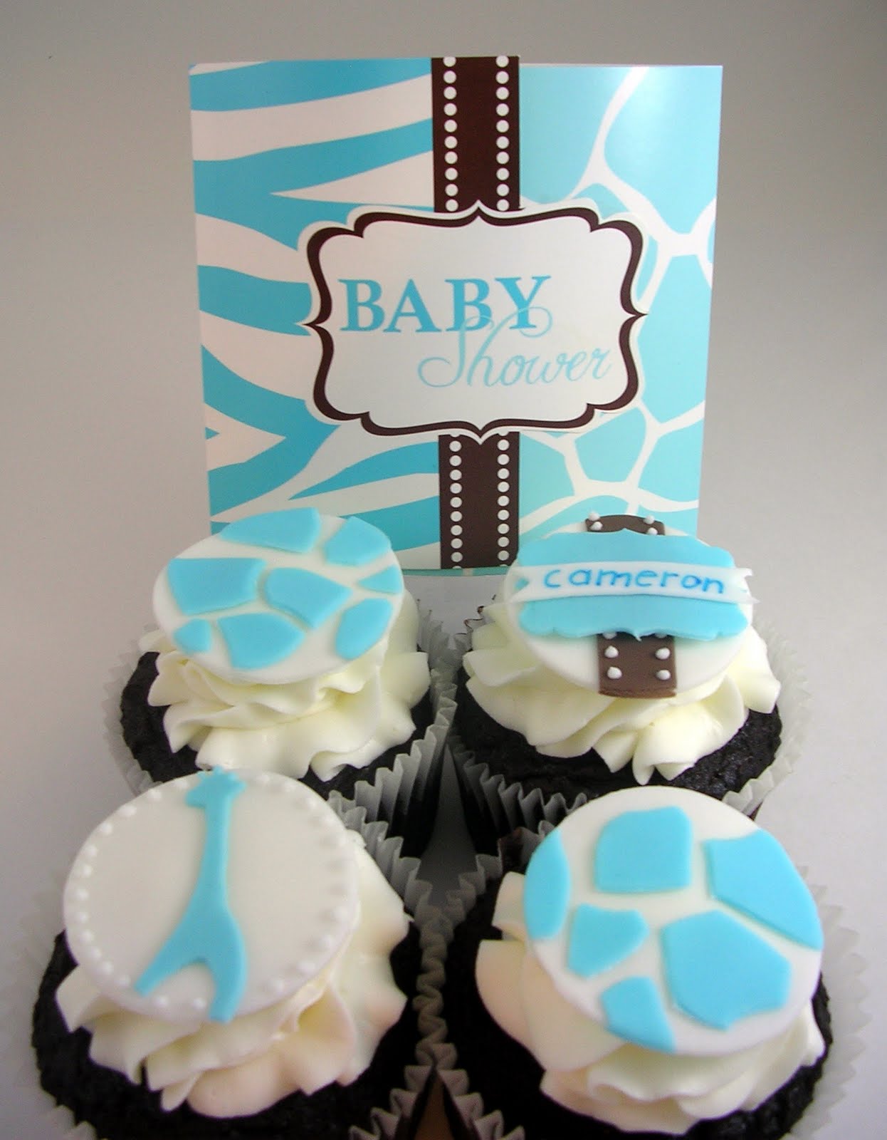 Nettlebasket Cupcakes: Blue Safari Baby Shower Cupcakes