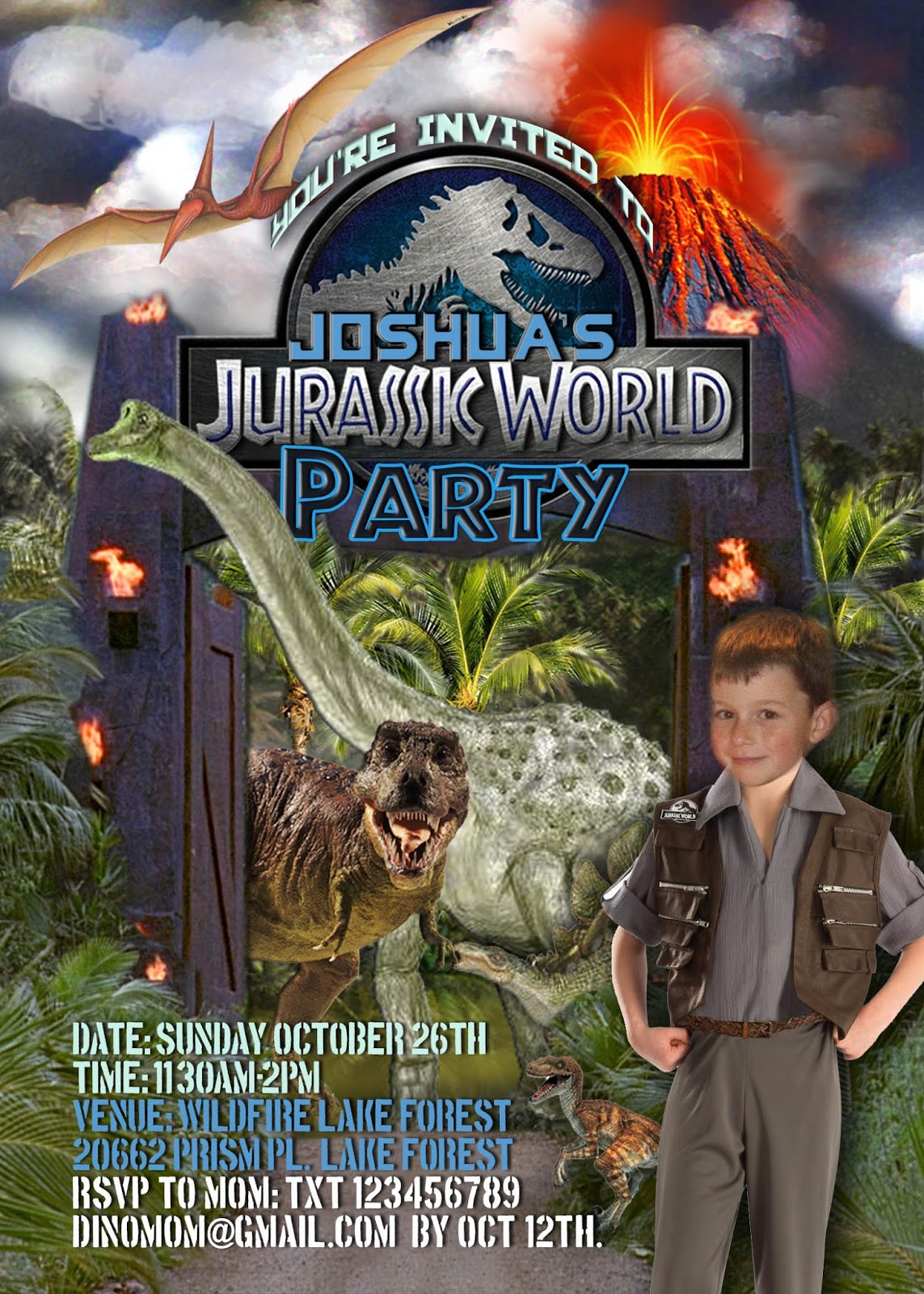 FREE Kids Party Invitations: Dinosaur Invitation
