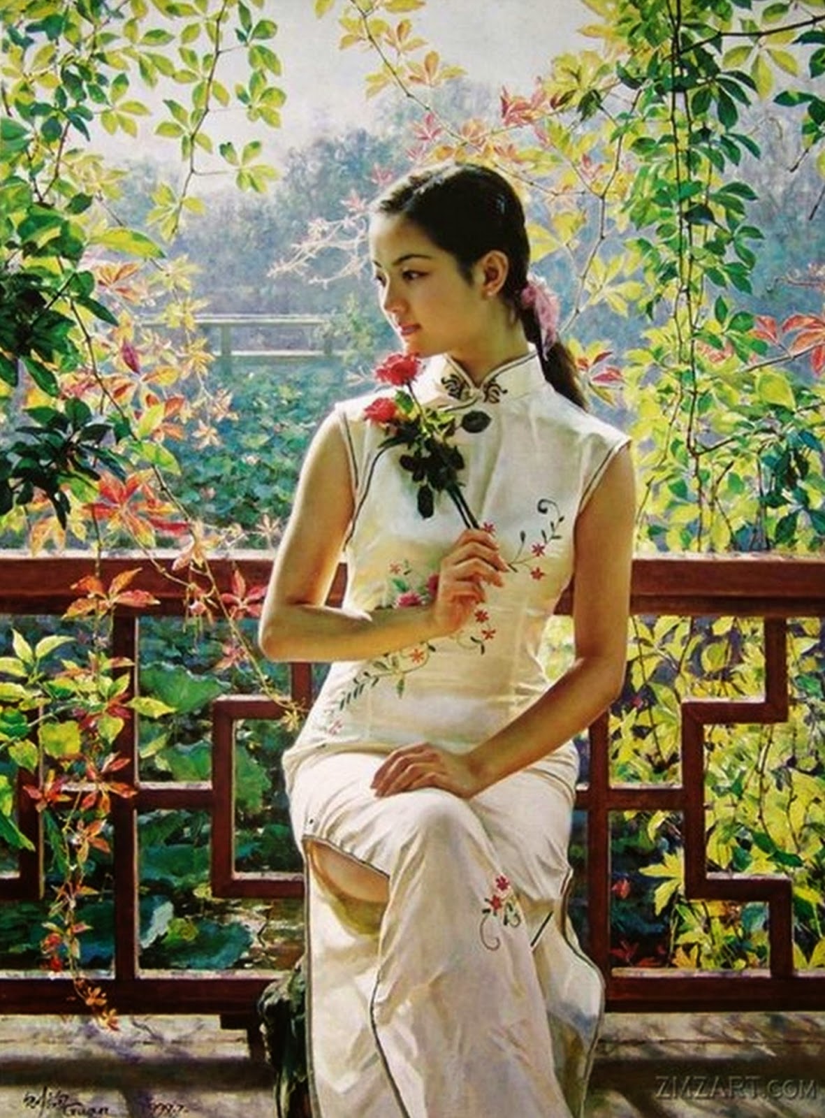 cuadros-de-mujeres-chinas-paisajes mujeres-chinas-en-cuadros-de-paisajes