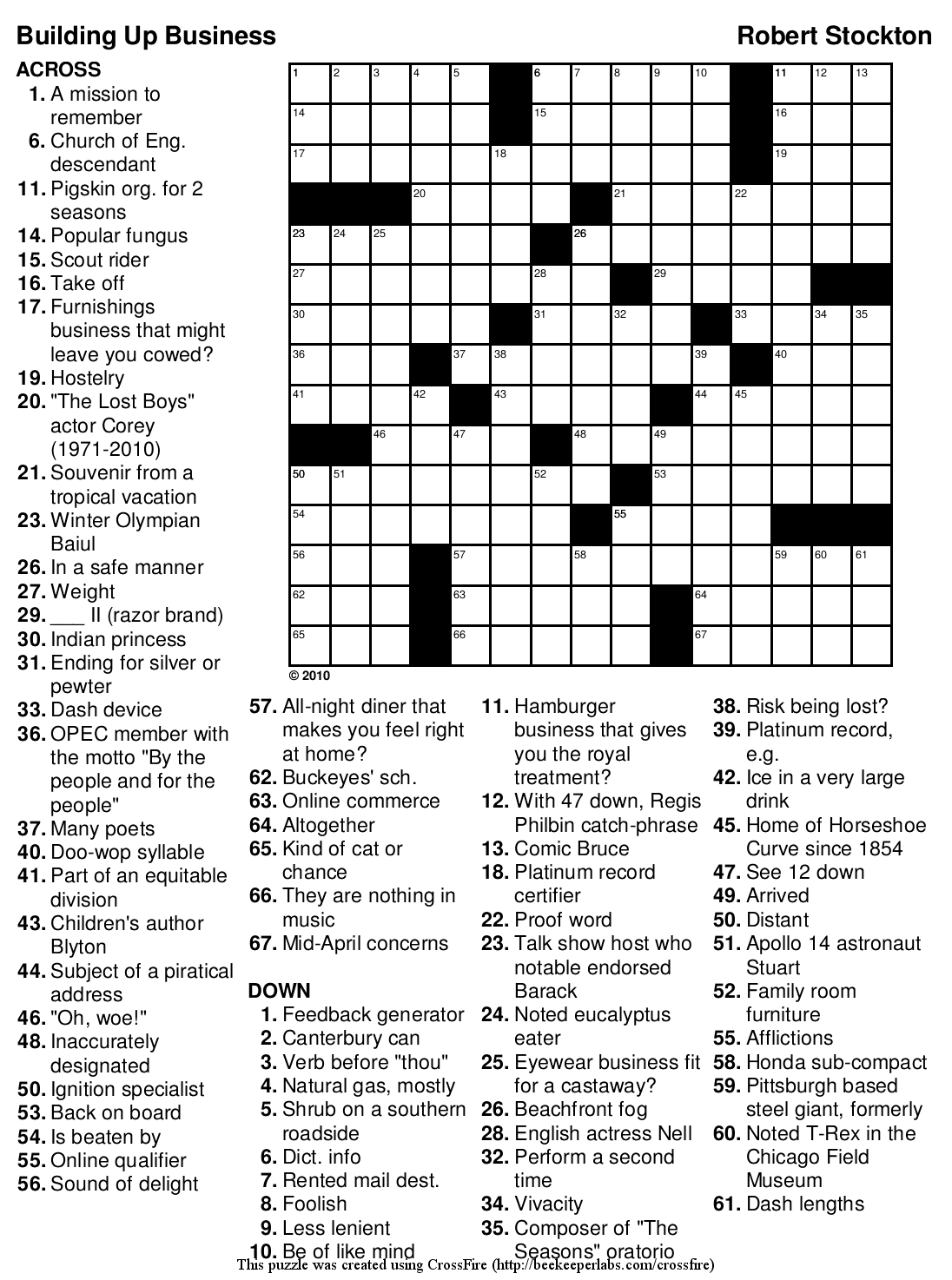 What will my crossword puzzle look like when I print it