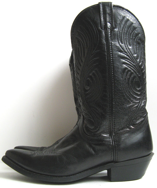 VINTAGE LAREDO BLACK LEATHER COWBOY BOOTS WOMENS SIZE 9.5