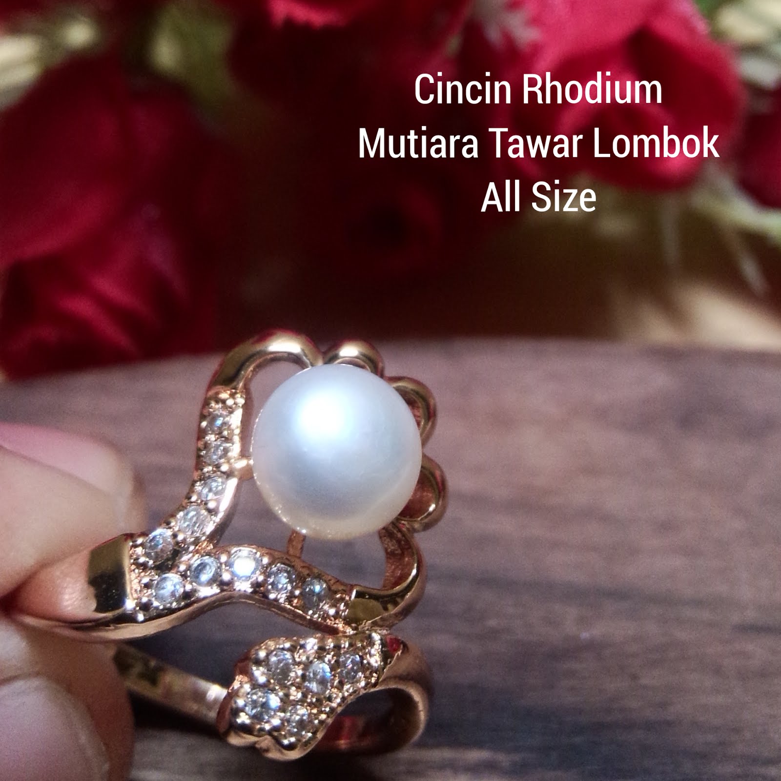 Cincin Perhiasan Model Mutiara Lombok Air Tawar Putih Asli