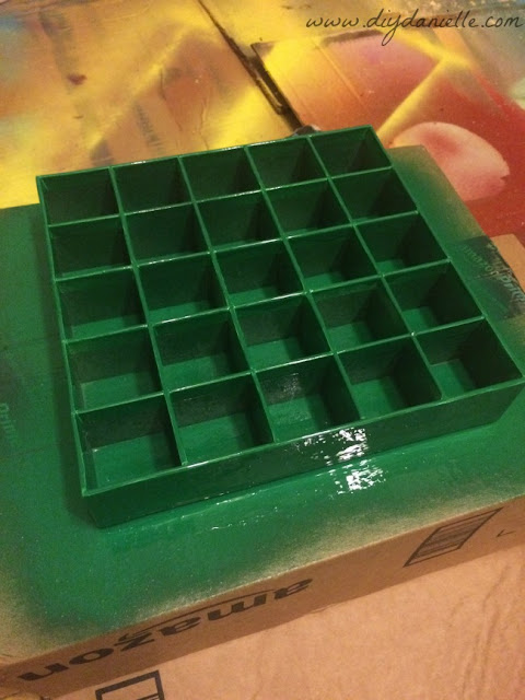 Spray painting the advent calendar. Spray painting the advent calendar.
