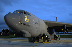 B-52 Stratofortress on the runway, deployed to Andersen Air Force Base