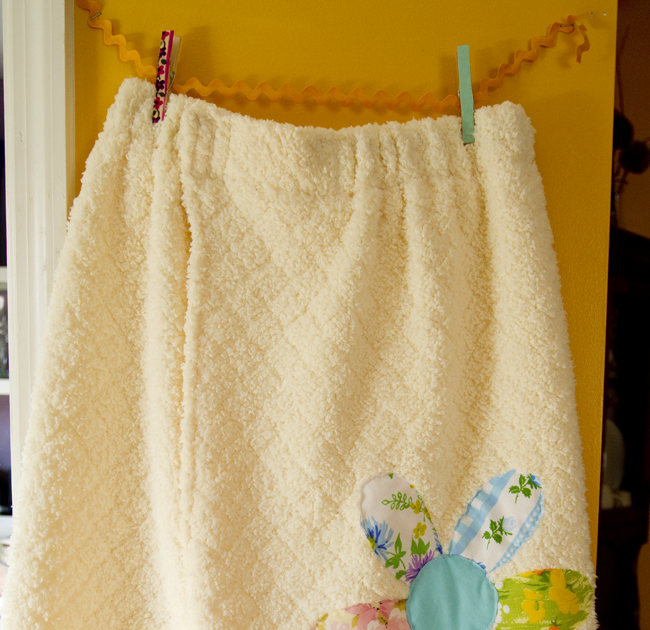 Black and White and Loved All Over Stuff I Made Flower Power Shower Wrap.