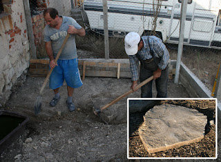 Digging out a bit more, and some old slabs Digging out a bit more, and some old slabs