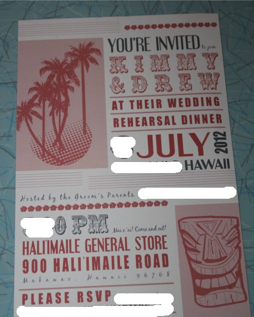 Tikilife Reveal Rehearsal Dinner Invitations