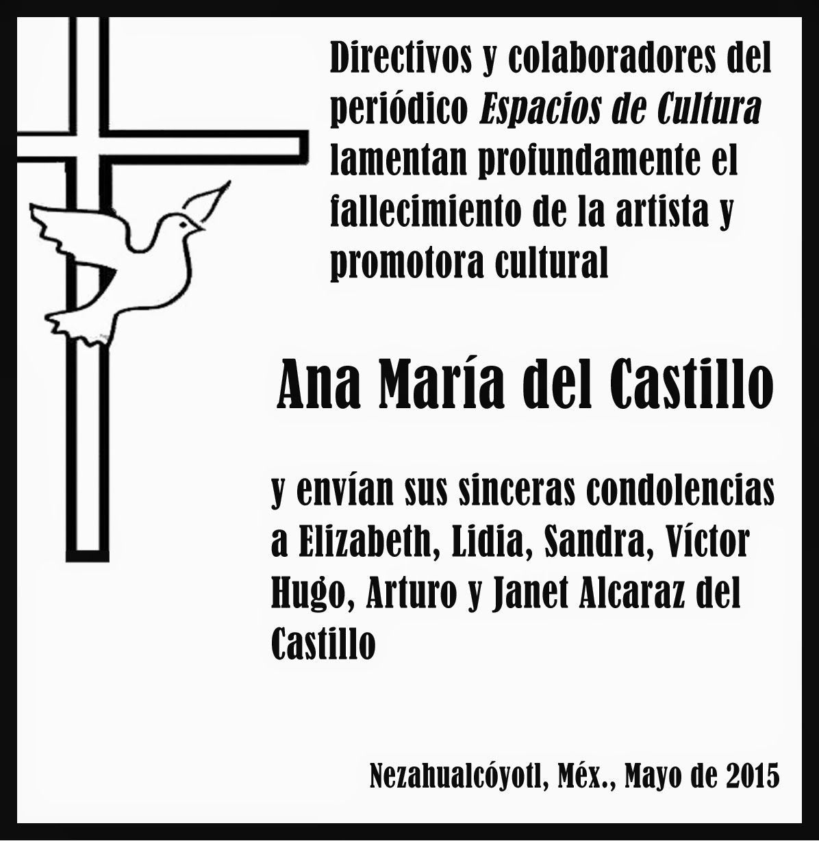 espacios de cultura Obituarios