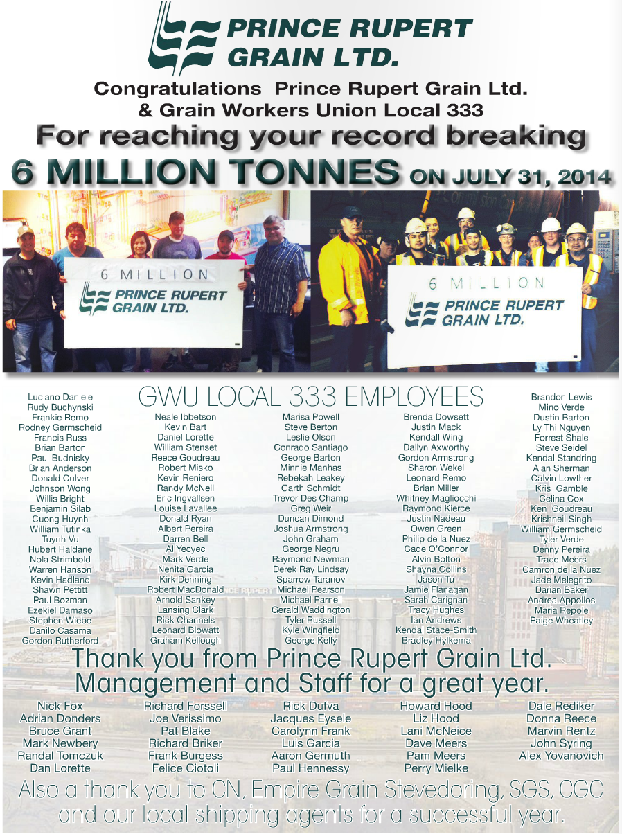 North Coast Review Prince Rupert Grain celebrates outstanding year so