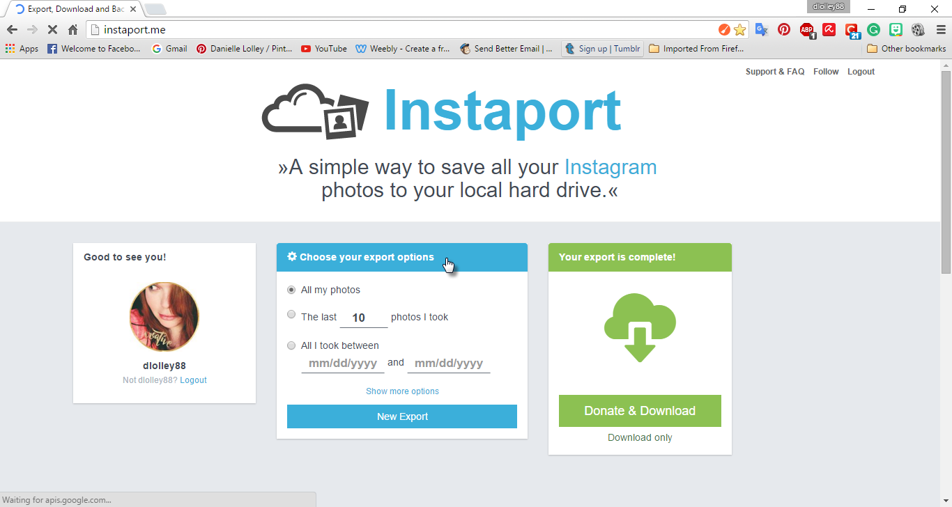 DLOLLEYS HELP How to Export Your Instagram Photos to Your PC