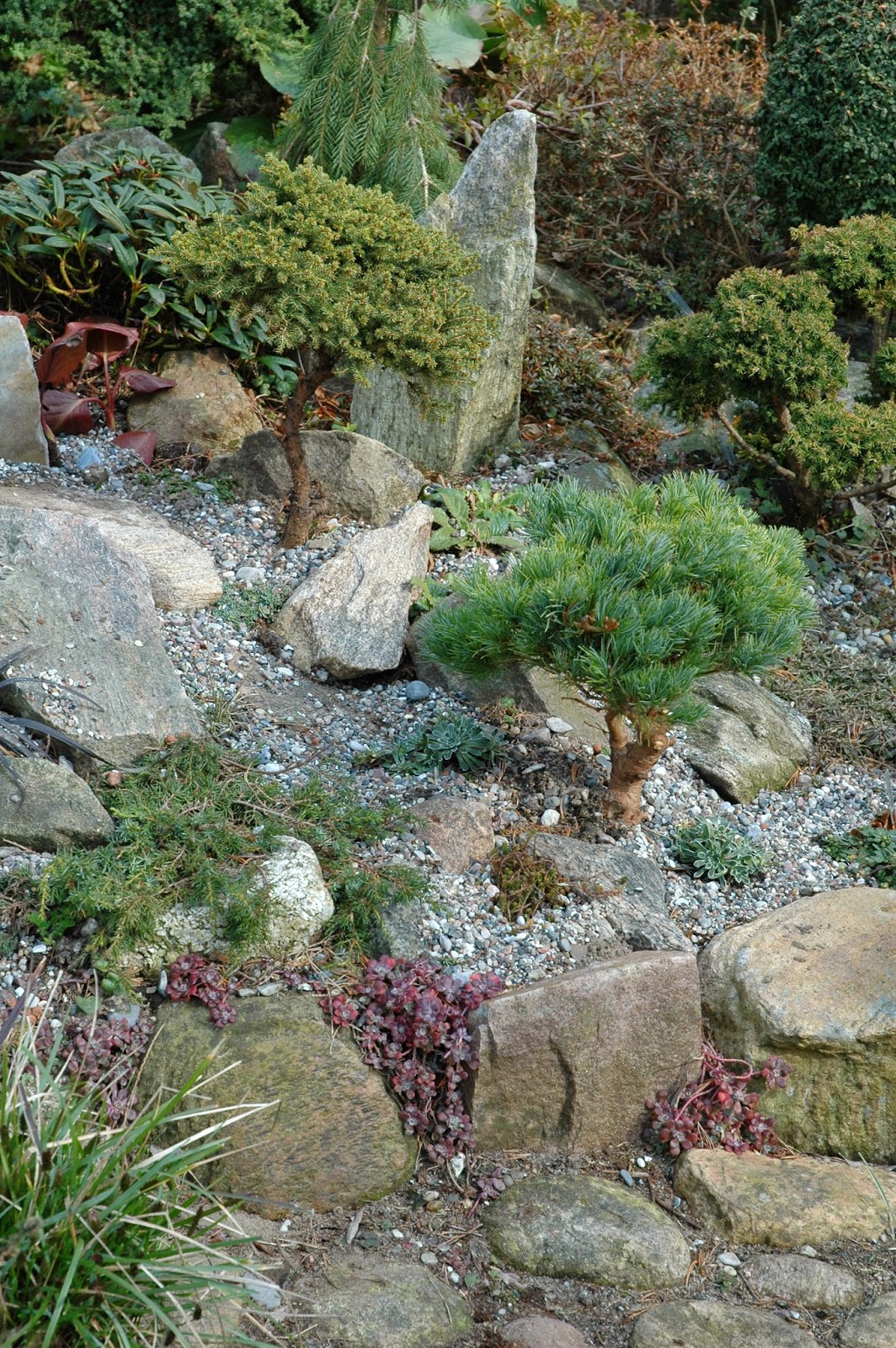 Havetid: granitsten mellem havens planter.