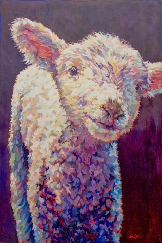 Daily Painters Abstract Gallery Colorful Contemporary Lamb Art, Sheep