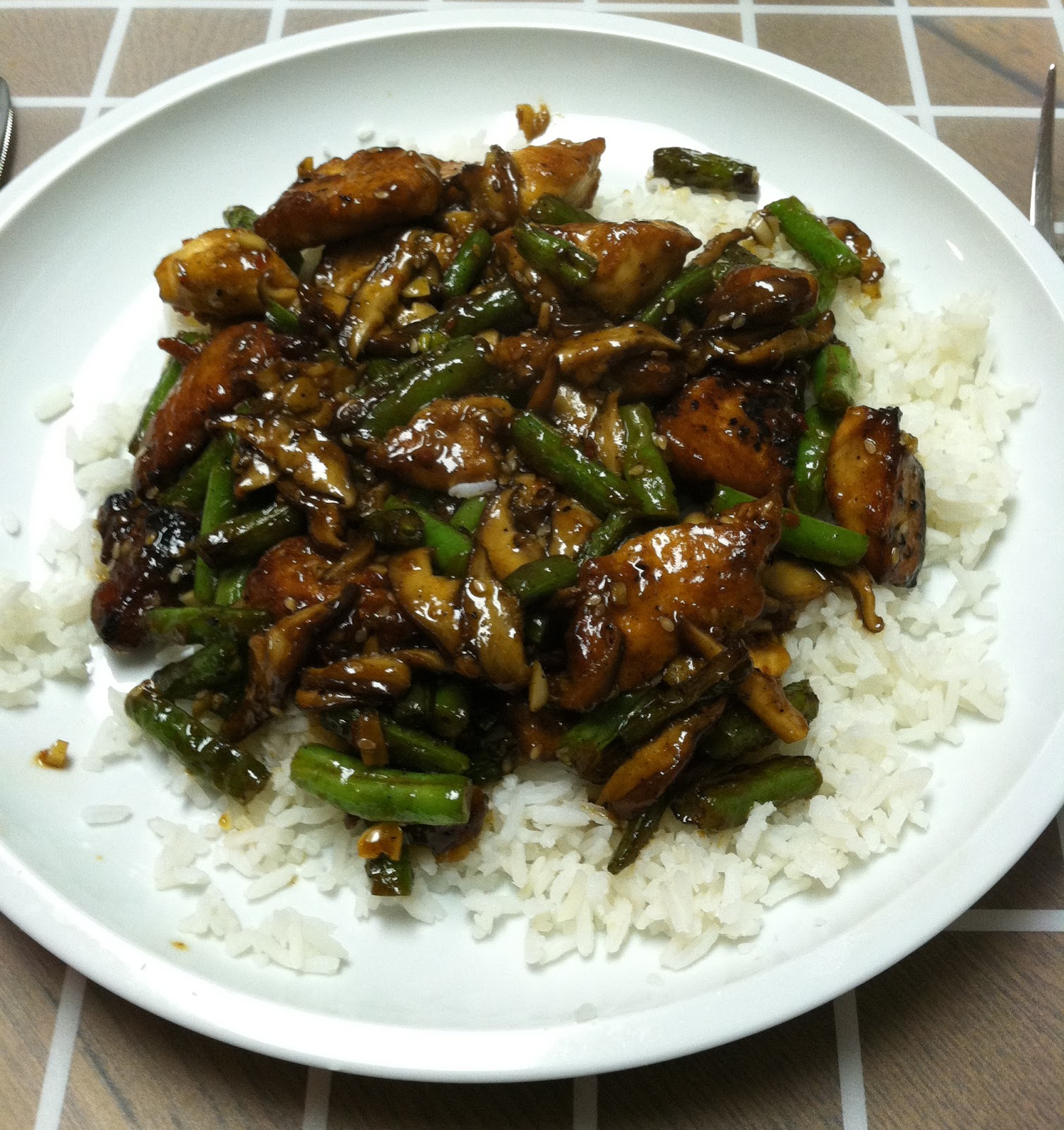 The Blonde Mule Spicy StirFried Sesame Chicken with Green Beans