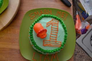 Laura's Home Kitchen: 1st Birthday Cake for a cute birthday boy