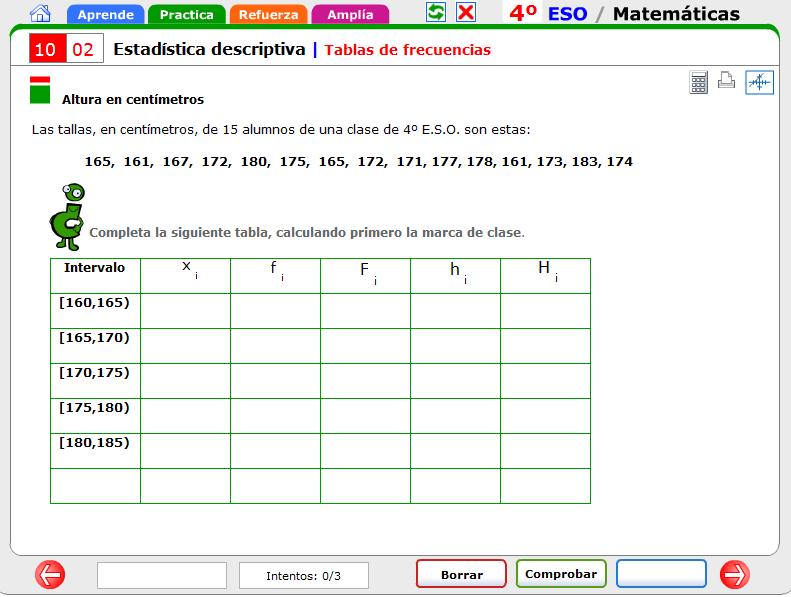 juegos de mates ESTADÍSTICA Tablas de frecuencias