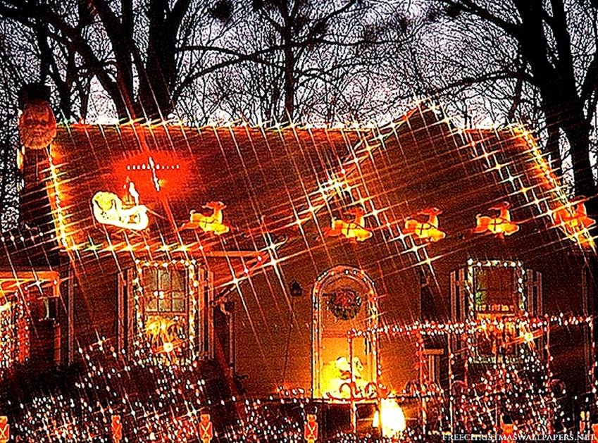 Xmas House with Lights Wallpaper Xmas House with Lights Wallpaper