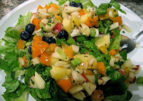 Tangy And Fruity Salad With Blueberries And Pears