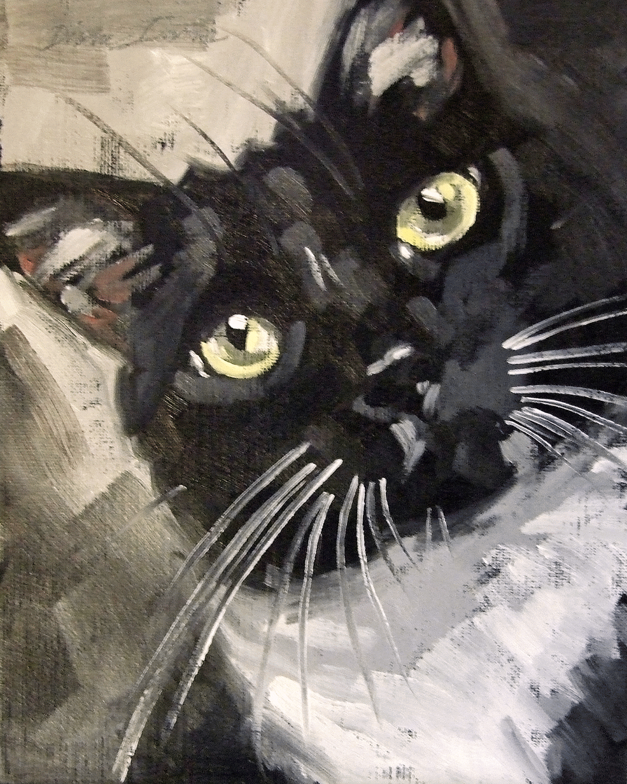 Paintings From the Parlor Tuxedo Cat Original Oil Painting by Diane