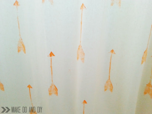 diy paint stamped arrow curtains