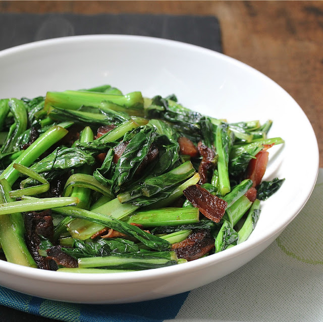 Hong Kong-Style Chinese Broccoli and Pan-Seared Thick-Cut Filet Mignon Steaks