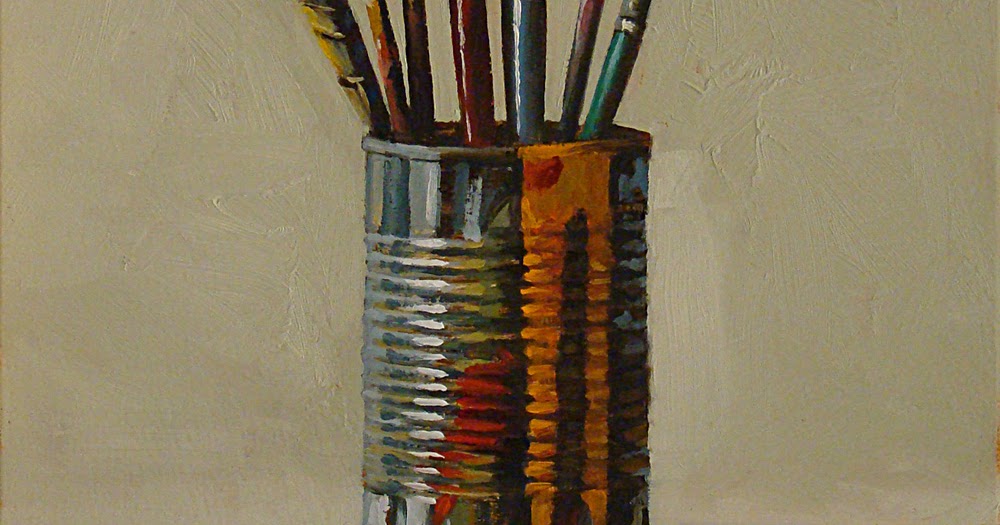 Daily Painting painted can with brushes 8x10