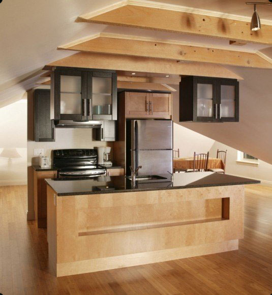 кухня на мансардном этаже-варианты дизайна фото